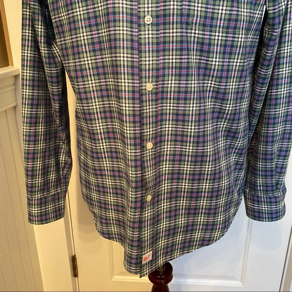 VINEYARD VINES BUTTON DOWN SHIRT BLUE WHITE RED PLAID MURRAY SIZE M